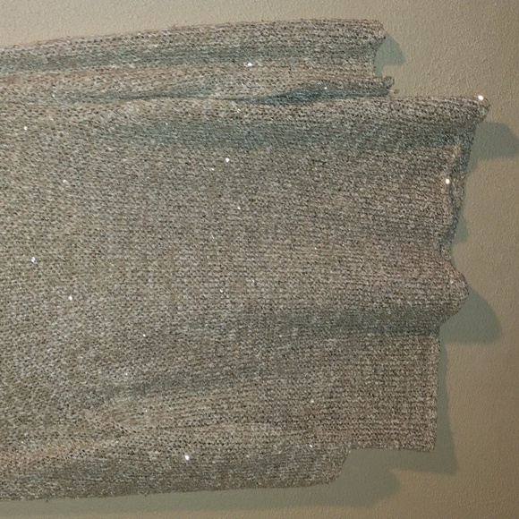 Chico’s Champagne Metallic Sequin Pullover Sweater 3/4 Sleeve 2/M - Picture 3 of 6